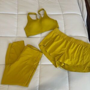athleta sunflower yellow work out set